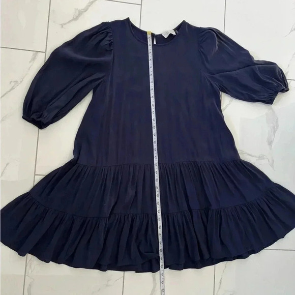 Dress Forum/ Navy blue midi dress/ Balloon sleeves/ Drop waist/Tiered/ Size US S - Picture 14 of 16